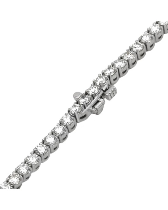 Round Brilliant Cut Diamond Inline Necklace in 18KW by Tennis Connection